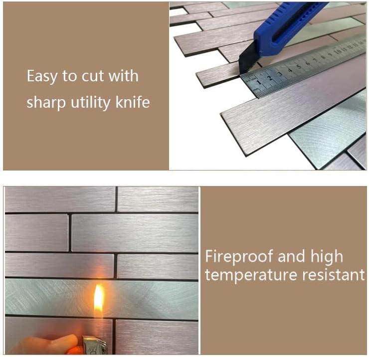 weimeisc 10 Sheets Peel and Stick Backsplash Tile for Kitchen, Self-Adhesive Mosaic Tile, Stick on Bathroom Vanities，Fireplace Décor, Laundry Table (Brushed Pink+Frosted Silver) - Image 3